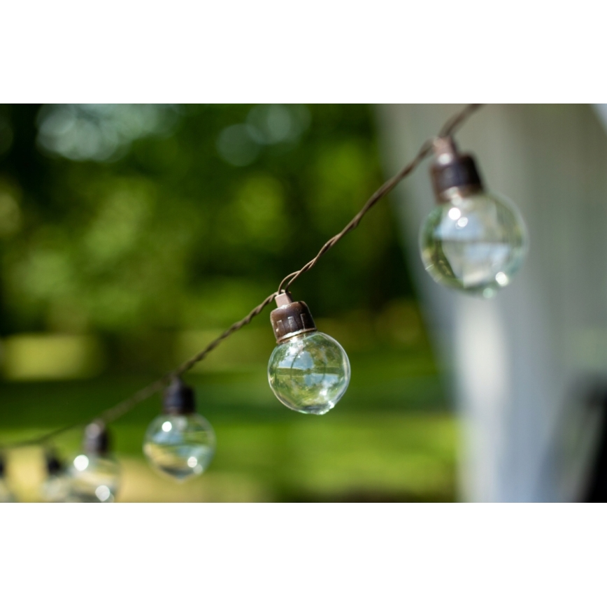 LED saules dekoratīvā virtene 30xLED/8 režīmi 500 mAh 10,6 m IP67 siltā balta