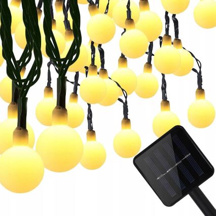 LED saules dekoratīvā virtene 50x LED/8 funkcijas 500 mAh 9,5 m IP67 silti balta