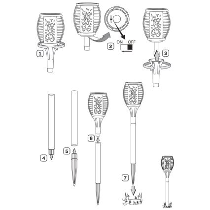 LED Saules enerģijas āra lampa FUEGO BIG LED/1,2V 600 mAh IP44