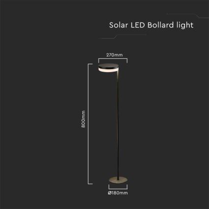 LED Saules enerģijas āra lampa LED/2W/3,7V 3000K IP54 melna