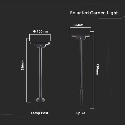 LED Saules enerģijas āra lampa 2in1 LED/2W/3,7V IP65 3000/4000/6500K