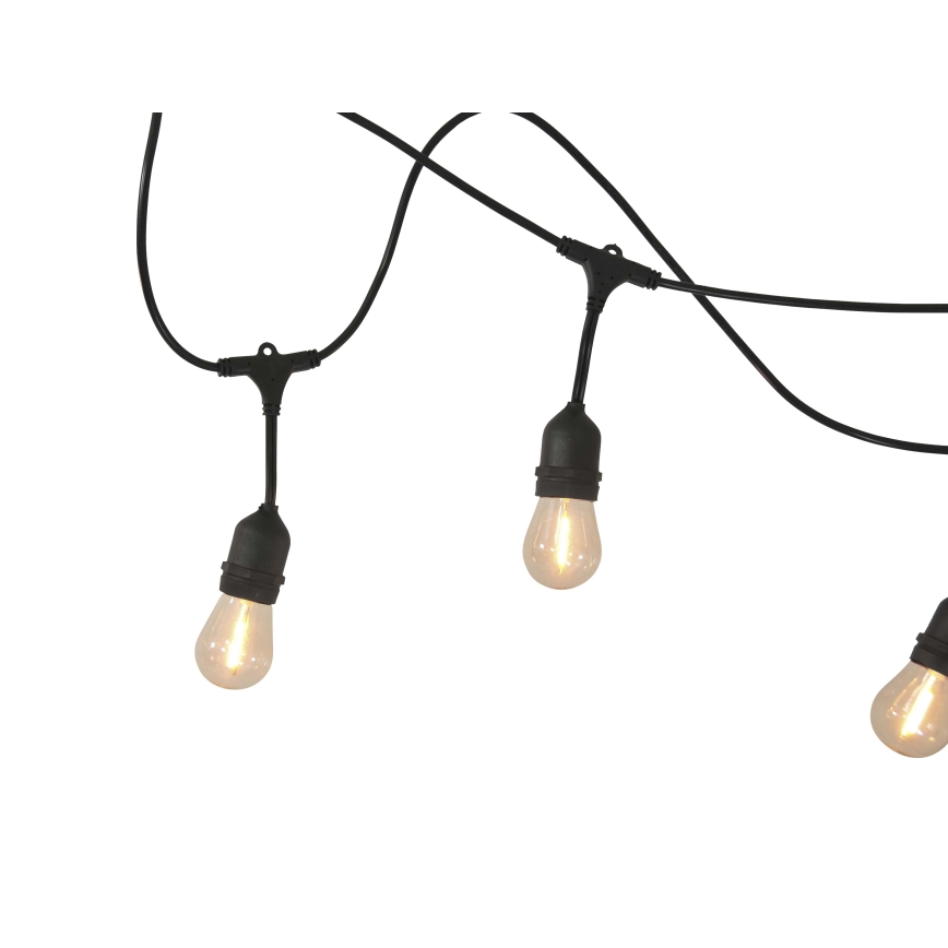 LED Aptumšojama saules enerģijas āra virtene PARTY 10xE27/3,7V 10 m IP44 + tālvadības pults