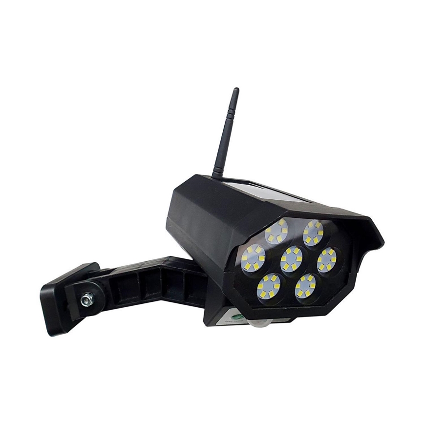 LED Saules enerģijas butaforas drošības kamera ar sensoru LED/3,7V IP44 melna + tālvadības pults