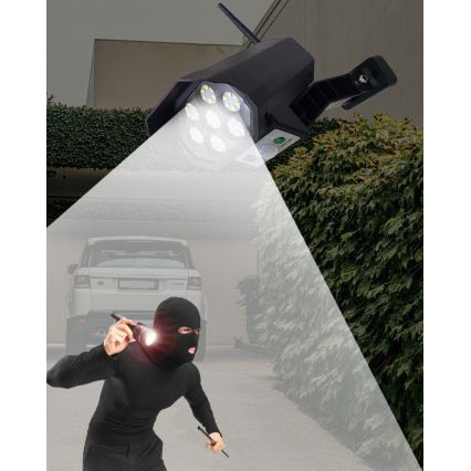 LED Saules enerģijas butaforas drošības kamera ar sensoru LED/3,7V IP44 melna + tālvadības pults