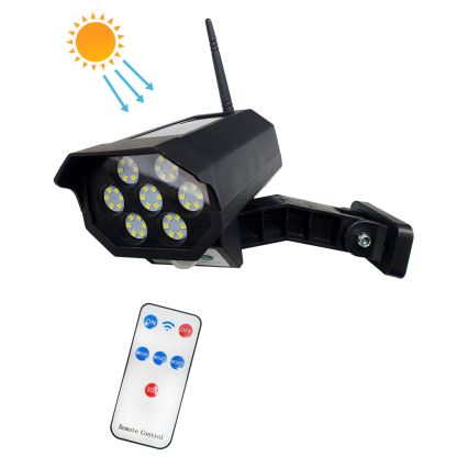 LED Saules enerģijas butaforas drošības kamera ar sensoru LED/3,7V IP44 melna + tālvadības pults
