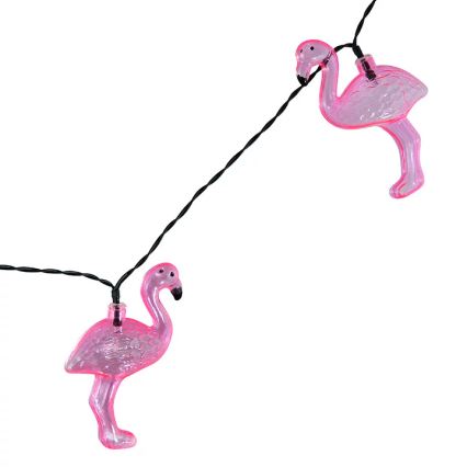 LED Saules enerģijas dekoratīva virtene 10xLED/1,2V 300 mAh 3,8 m IP44 flamingo