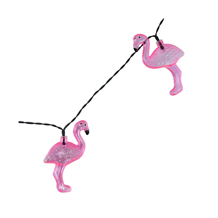 LED Saules enerģijas dekoratīva virtene 10xLED/1,2V 300 mAh 3,8 m IP44 flamingo