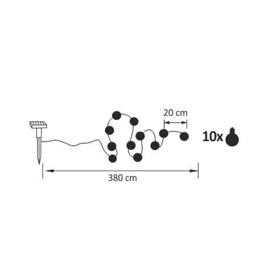LED Saules enerģijas dekoratīva virtene LED/1,2V 300 mAh 3,8 m IP44