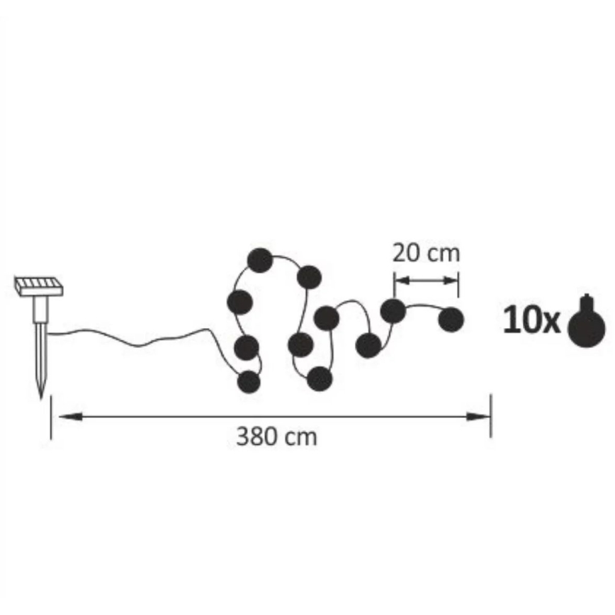 LED Saules enerģijas dekoratīva virtene LED/1,2V 300 mAh 3,8 m IP44