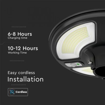 LED Saules enerģijas ielas lampa ar sensoru LED/10W/3,2V IP65 4000K + tālvadības pults