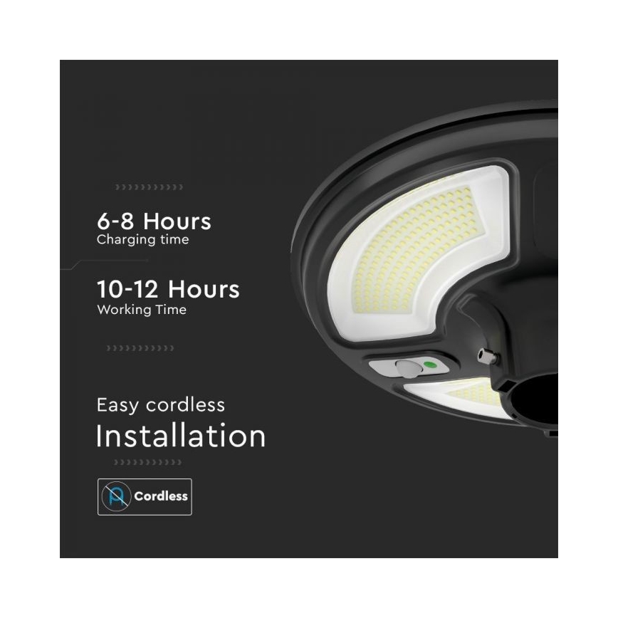 LED Saules enerģijas ielas lampa ar sensoru LED/10W/3,2V IP65 4000K 15000 mAh + tālvadības pults