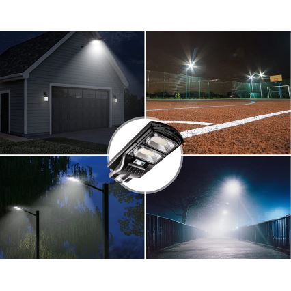 LED Aptumšojama saules enerģijas ielu lampa ar sensoru LED/120W/6V 6500K IP65 melna + tālvadības pults