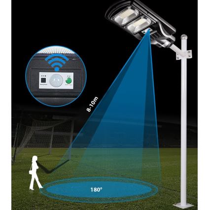 LED Aptumšojama saules enerģijas ielu lampa ar sensoru LED/120W/6V 6500K IP65 melna + tālvadības pults
