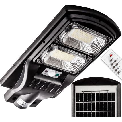 LED Aptumšojama saules enerģijas ielu lampa ar sensoru LED/120W/6V 6500K IP65 melna + tālvadības pults