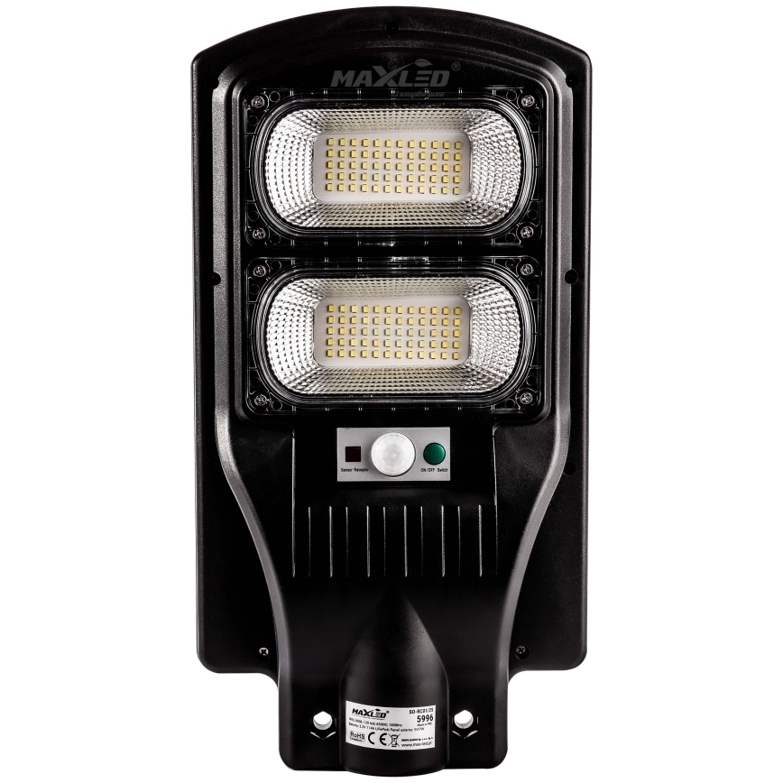 LED Aptumšojama saules enerģijas ielu lampa ar sensoru LED/120W/6V 6500K IP65 melna + tālvadības pults