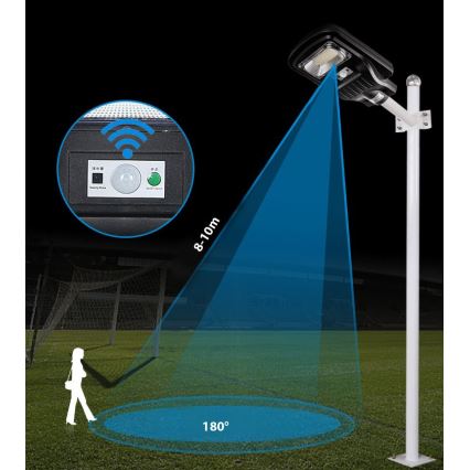 LED Aptumšojama saules enerģijas ielu lampa ar sensoru LED/150W/6V 6500K IP65 melna + tālvadības pults