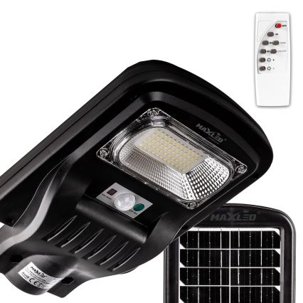 LED Aptumšojama saules enerģijas ielu lampa ar sensoru LED/150W/6V 6500K IP65 melna + tālvadības pults