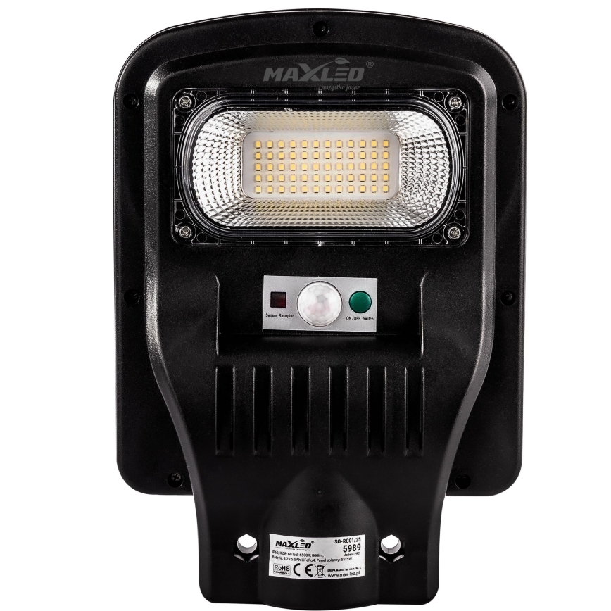 LED Aptumšojama saules enerģijas ielu lampa ar sensoru LED/150W/6V 6500K IP65 melna + tālvadības pults