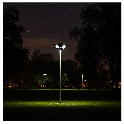 LED Aptumšojama saules enerģijas ielu lampa ar sensoru LED/15W/6V 11000 mAh 6500K IP65 melna + tālvadības pults