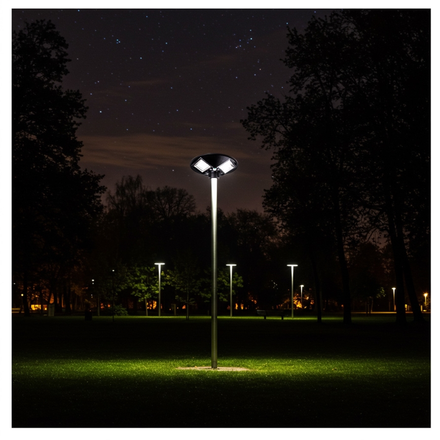 LED Aptumšojama saules enerģijas ielu lampa ar sensoru LED/15W/6V 11000 mAh 6500K IP65 melna + tālvadības pults