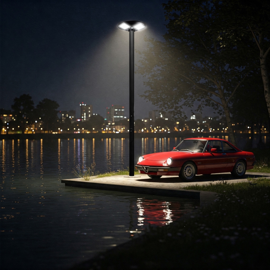 LED Aptumšojama saules enerģijas ielu lampa ar sensoru LED/15W/6V 11000 mAh 6500K IP65 melna + tālvadības pults