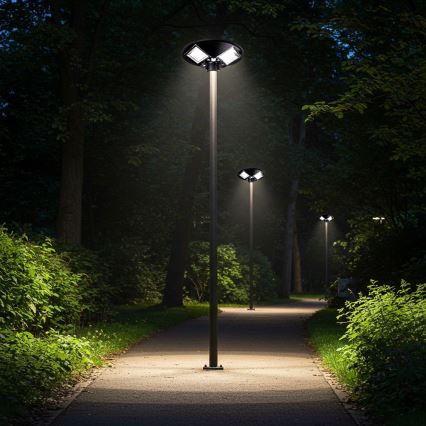 LED Aptumšojama saules enerģijas ielu lampa ar sensoru LED/15W/6V 11000 mAh 6500K IP65 melna + tālvadības pults