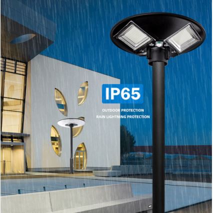 LED Aptumšojama saules enerģijas ielu lampa ar sensoru LED/15W/6V 11000 mAh 6500K IP65 melna + tālvadības pults