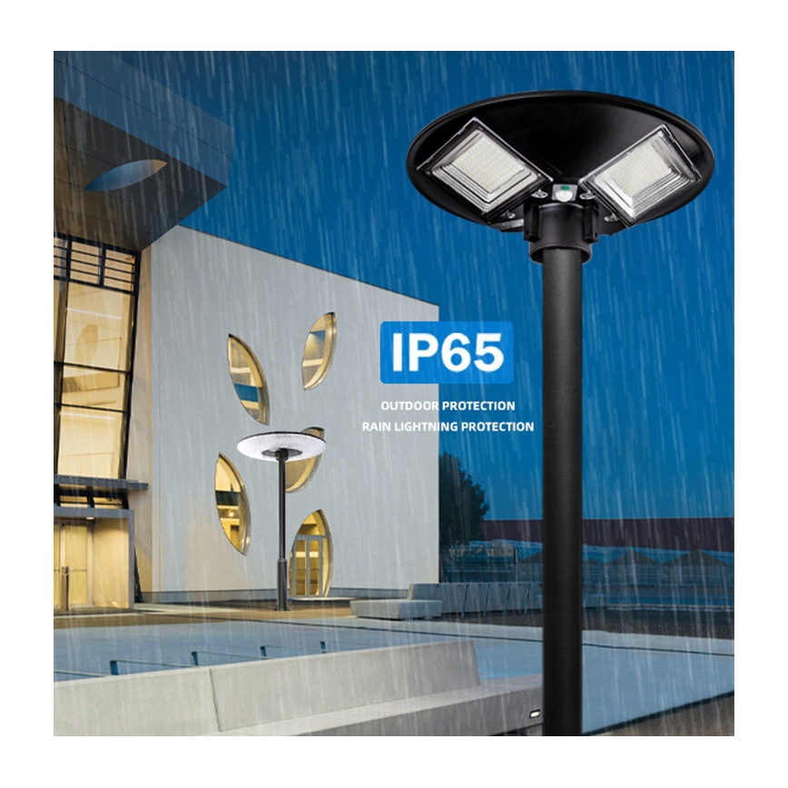 LED Aptumšojama saules enerģijas ielu lampa ar sensoru LED/15W/6V 11000 mAh 6500K IP65 melna + tālvadības pults