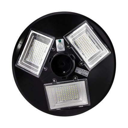 LED Aptumšojama saules enerģijas ielu lampa ar sensoru LED/15W/6V 11000 mAh 6500K IP65 melna + tālvadības pults