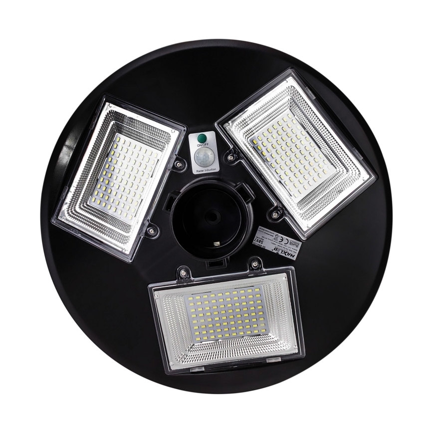 LED Aptumšojama saules enerģijas ielu lampa ar sensoru LED/15W/6V 11000 mAh 6500K IP65 melna + tālvadības pults