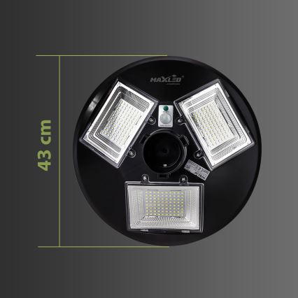LED Aptumšojama saules enerģijas ielu lampa ar sensoru LED/15W/6V 11000 mAh 6500K IP65 melna + tālvadības pults