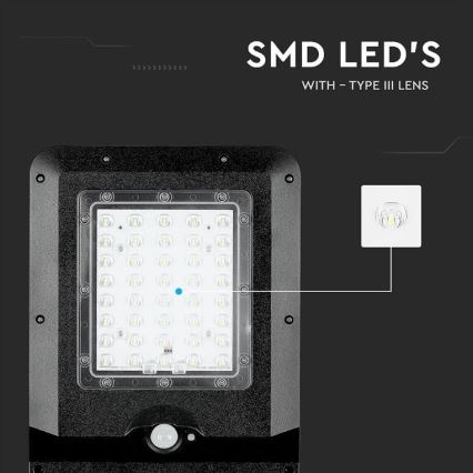 LED Saules enerģijas ielas lampa ar sensoru LED/15W/7,4V 6000K IP65 10800 mAh