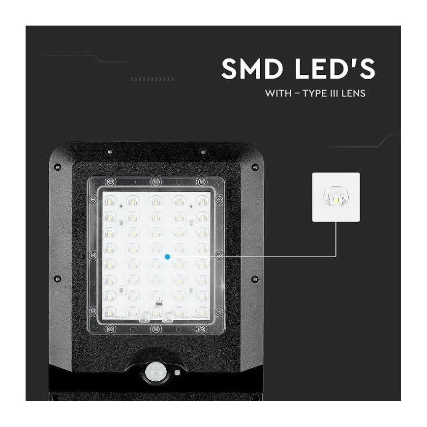 LED Saules enerģijas ielas lampa ar sensoru LED/15W/7,4V 6000K IP65 10800 mAh