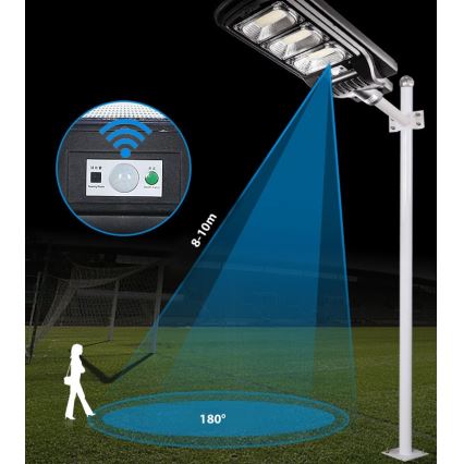 LED Aptumšojama saules enerģijas ielu lampa ar sensoru LED/180W/6V 11000 mAh 6500K IP65 melna + tālvadības pults