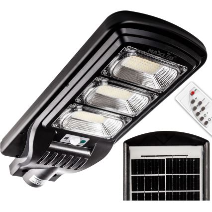 LED Aptumšojama saules enerģijas ielu lampa ar sensoru LED/180W/6V 11000 mAh 6500K IP65 melna + tālvadības pults