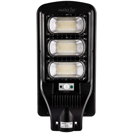 LED Aptumšojama saules enerģijas ielu lampa ar sensoru LED/180W/6V 11000 mAh 6500K IP65 melna + tālvadības pults