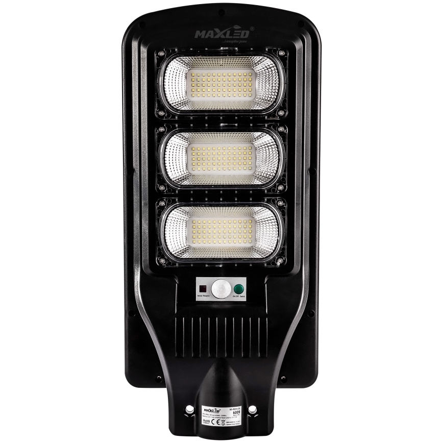 LED Aptumšojama saules enerģijas ielu lampa ar sensoru LED/180W/6V 11000 mAh 6500K IP65 melna + tālvadības pults