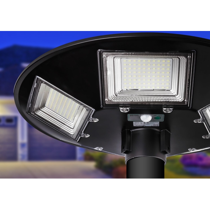 LED Aptumšojama saules enerģijas ielu lampa ar sensoru LED/22W/6V 18000 mAh 6500K IP65 melna + tālvadības pults