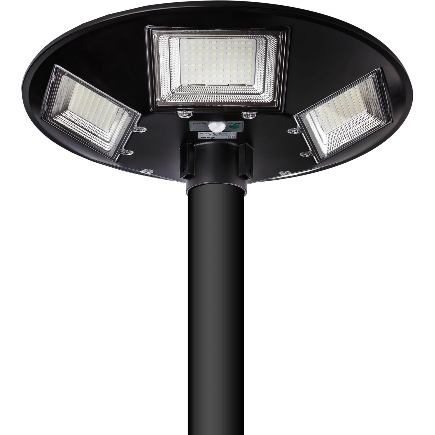 LED Aptumšojama saules enerģijas ielu lampa ar sensoru LED/22W/6V 18000 mAh 6500K IP65 melna + tālvadības pults