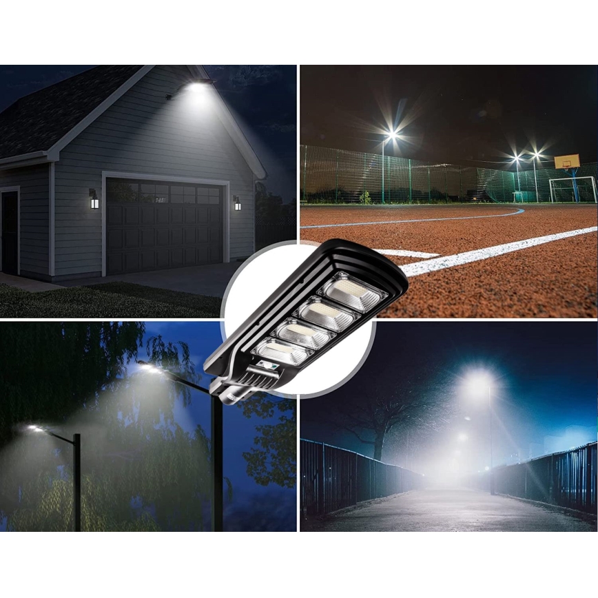 LED Aptumšojama saules enerģijas ielu lampa ar sensoru LED/240W/6V 6500K IP65 melna + tālvadības pults