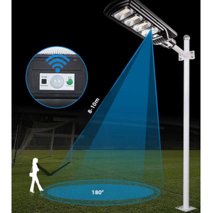 LED Aptumšojama saules enerģijas ielu lampa ar sensoru LED/240W/6V 6500K IP65 melna + tālvadības pults