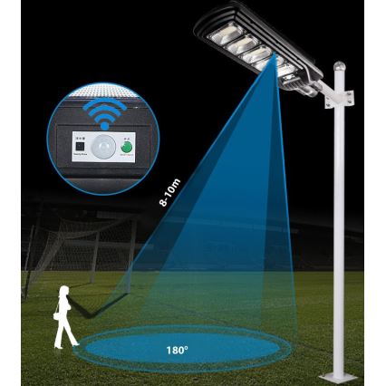 LED Aptumšojama saules enerģijas ielu lampa ar sensoru LED/300W/6V 6500K IP65 melna + tālvadības pults
