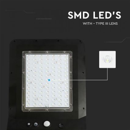 LED Saules enerģijas ielas lampa ar sensoru LED/40W/9,6V IP65 4000K + tālvadības pults