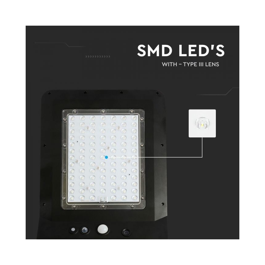 LED Saules enerģijas ielas lampa ar sensoru LED/40W/9,6V IP65 6000K + tālvadības pults