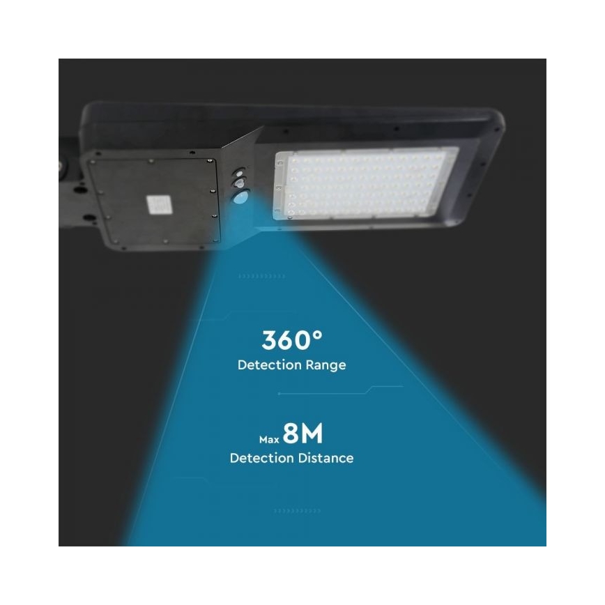 LED Saules enerģijas ielas lampa ar sensoru LED/40W/9,6V IP65 6000K + tālvadības pults