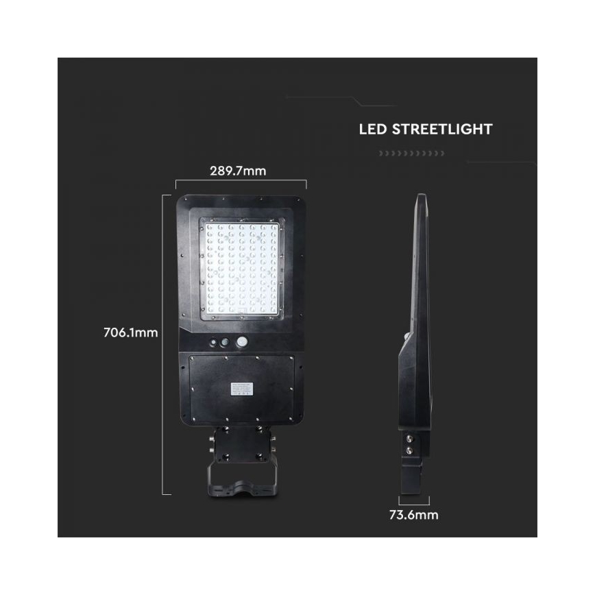 LED Saules enerģijas ielas lampa ar sensoru LED/40W/9,6V IP65 6000K + tālvadības pults