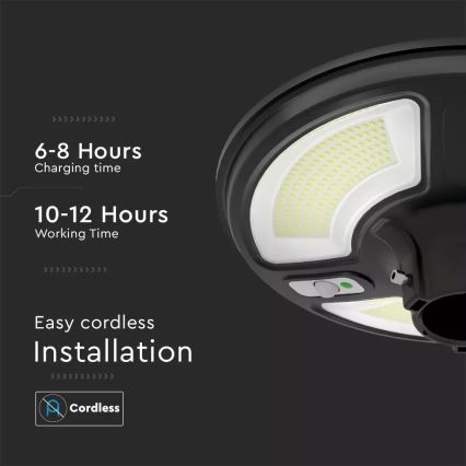 LED Saules enerģijas ielas lampa ar sensoru LED/7,5W/3,2V IP65 4000K 15000 mAh + tālvadības pults