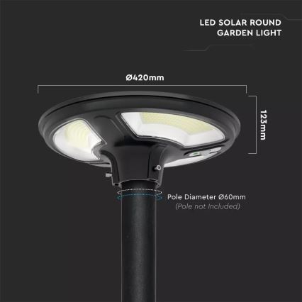 LED Saules enerģijas ielas lampa ar sensoru LED/7,5W/3,2V IP65 4000K 15000 mAh + tālvadības pults