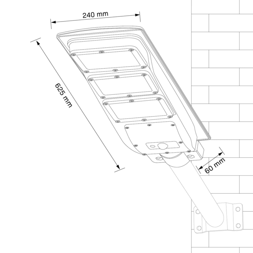 LED Saules enerģijas ielas lampa ar sensoru STREET LED/10W/3,2V IP65 + tālvadības pults