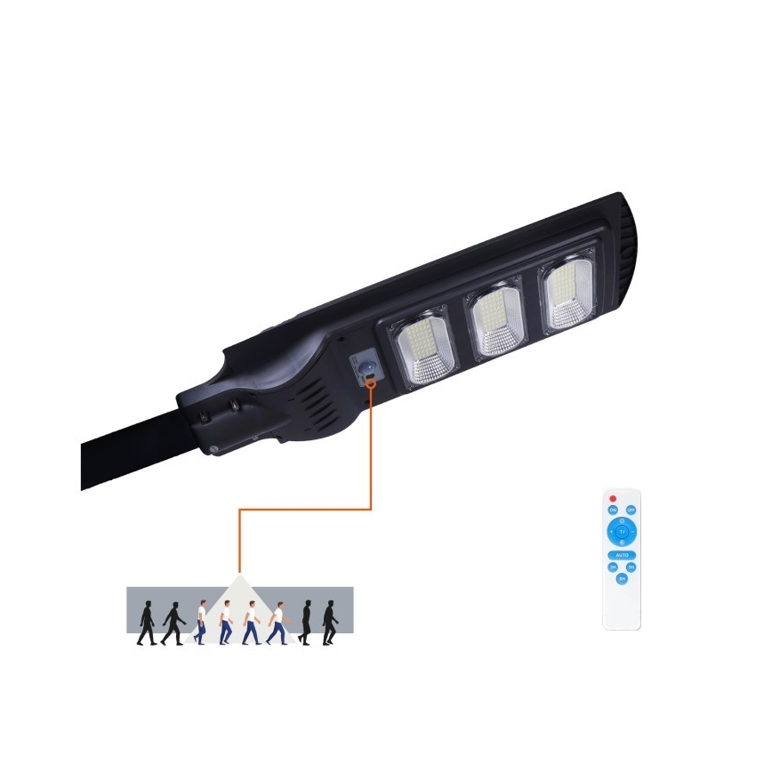 LED Aptumšojama saules enerģijas iela lampa ar motion un dusk sensors URBI LED/8W/3,2V 6500K IP54 + tālvadības pults